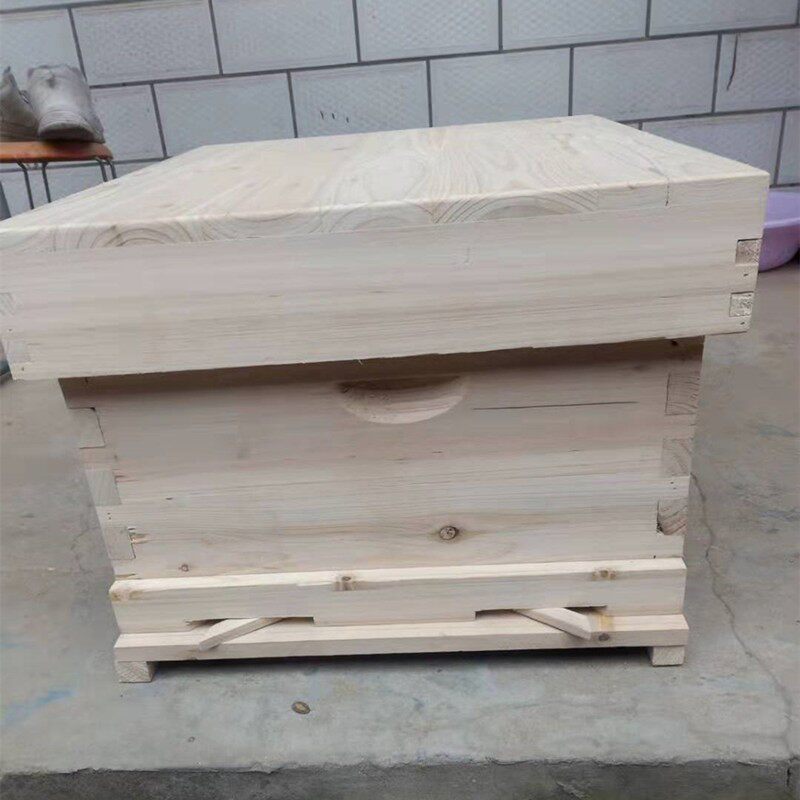 蜂箱中蜂专用养蜂工具全套带框巢础杉木煮蜡蜂箱标准十框内置巢门