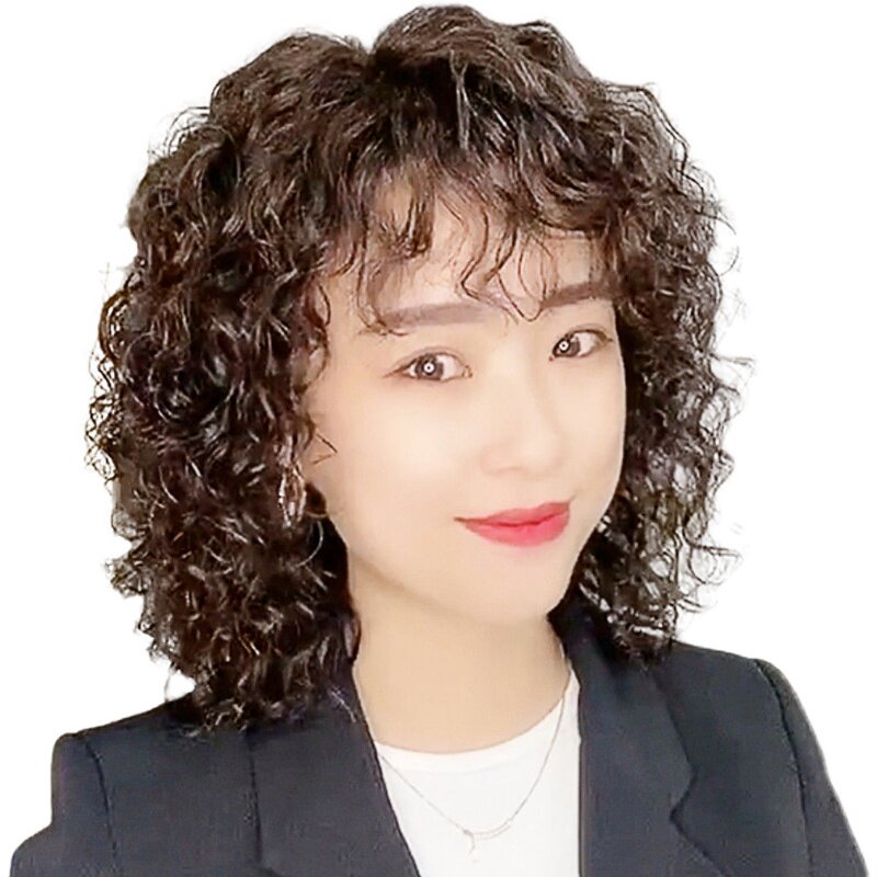 假发中老年女士妈妈款羊毛卷真发全真人发自然时尚整顶长卷发头套