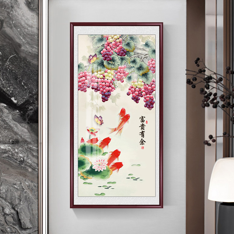竹报平安竹子水墨画入户玄关装饰画客厅挂画花鸟国画中式竖版壁画