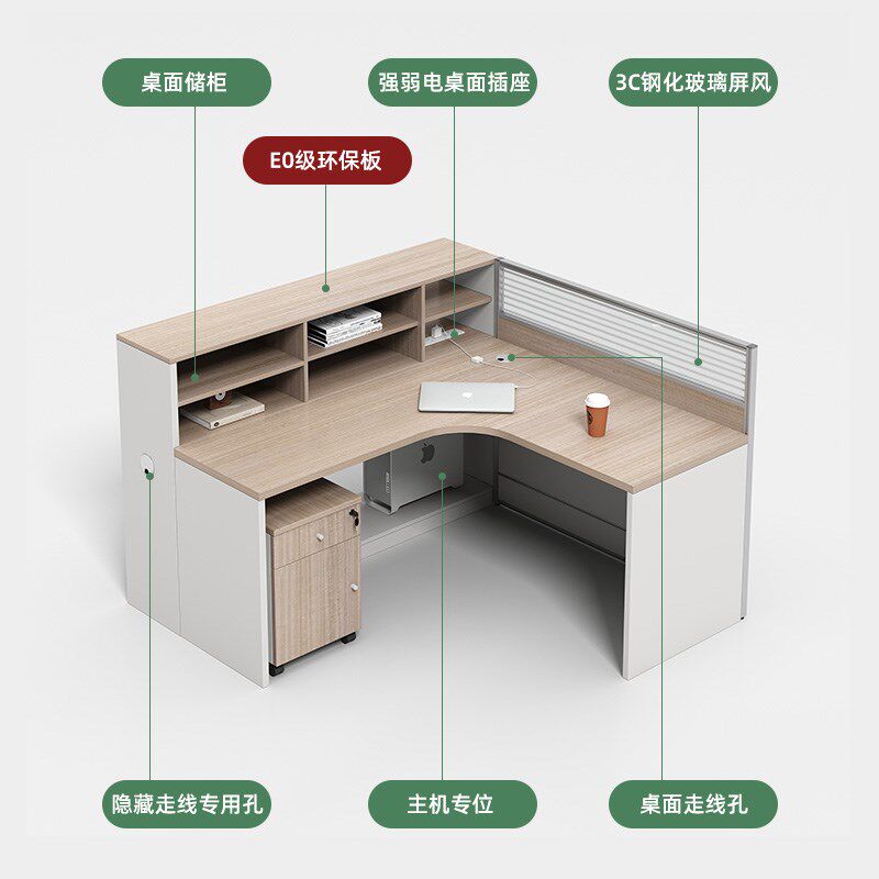 职员办公桌椅组合套装财务屏风工位办公室员工卡座多功能2四6单人