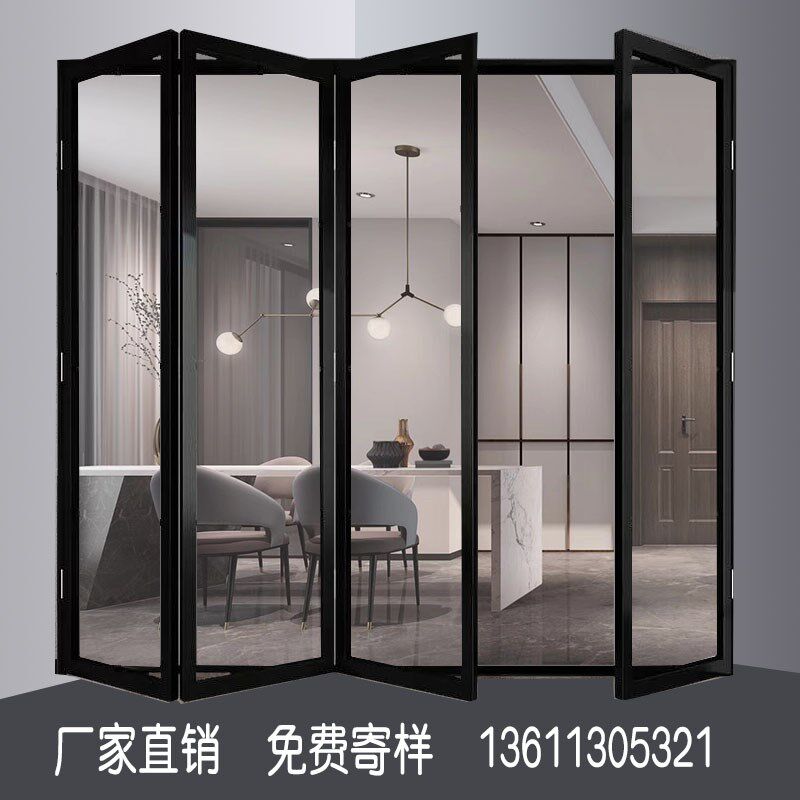 厨房铝合金折叠玻璃门阳台客厅商铺吊轨折叠推拉门隔断门折叠门