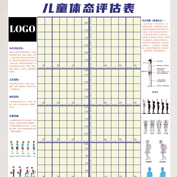 青少年体态评估表舞蹈图挂式体姿矫正健身房指南测评工作室瑜伽馆