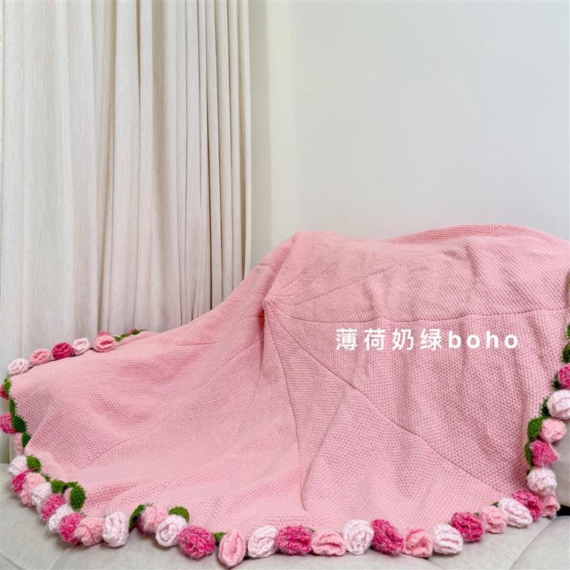 渐变粉玫瑰花束朵毛毯子成品礼盒送人女生朋友闺蜜生节日新婚礼物