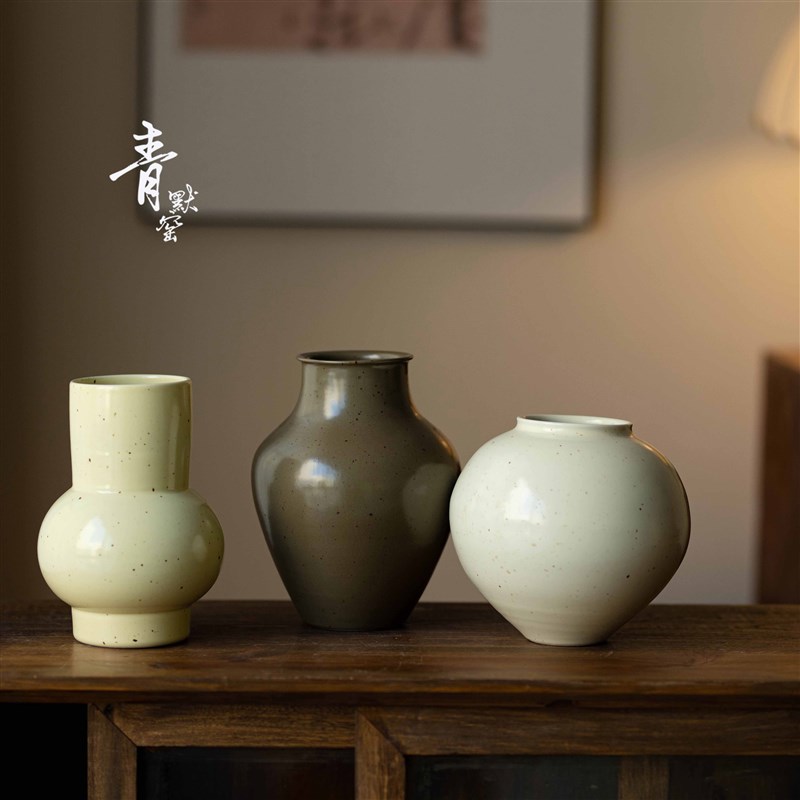 手工台面陶瓷中古小花瓶复古干花插花器水培做旧花插居家装饰半山