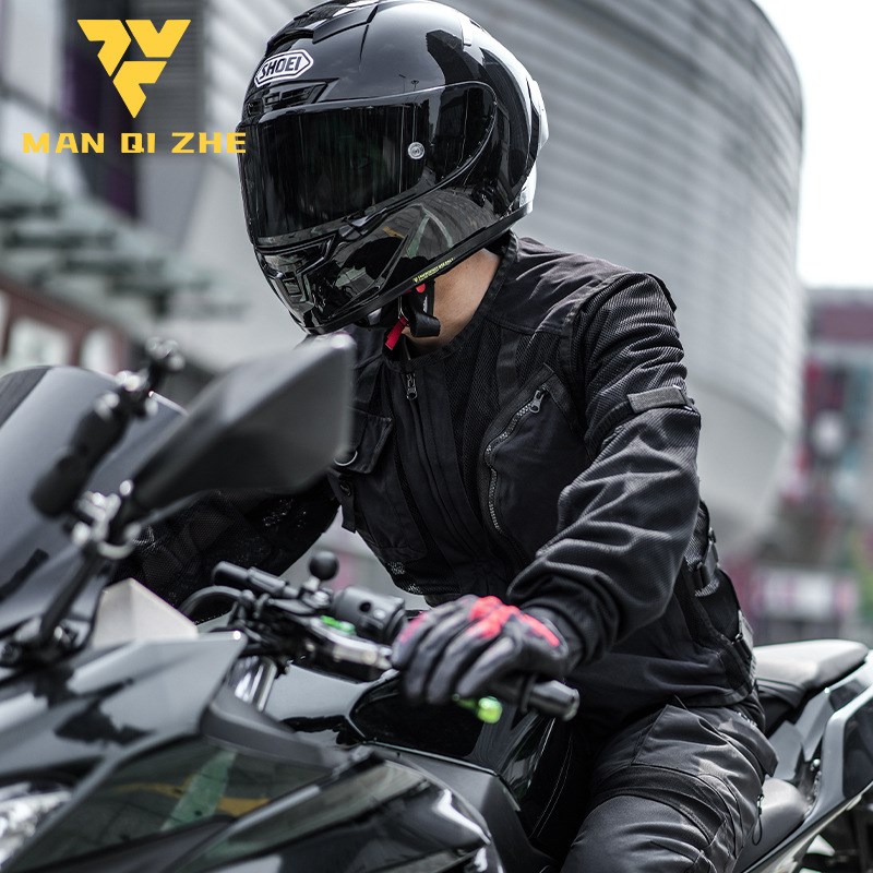 漫骑者摩托车夏季骑行服网眼透气机车裤耐磨防摔机能夹克护甲衣
