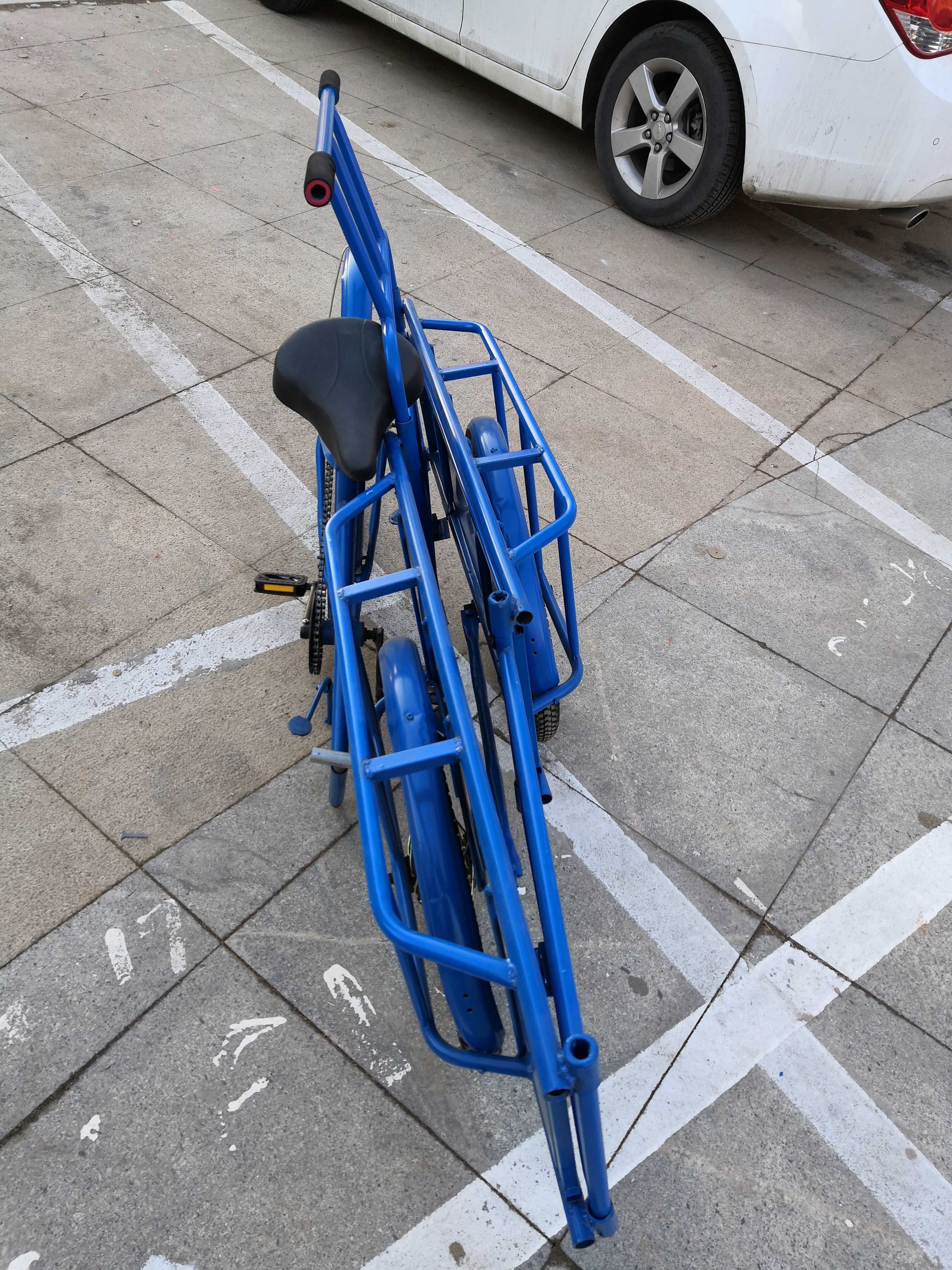 脚踏倒骑驴三轮车 天蓝色摆摊三轮车 农用运输脚踏车 折叠式农机