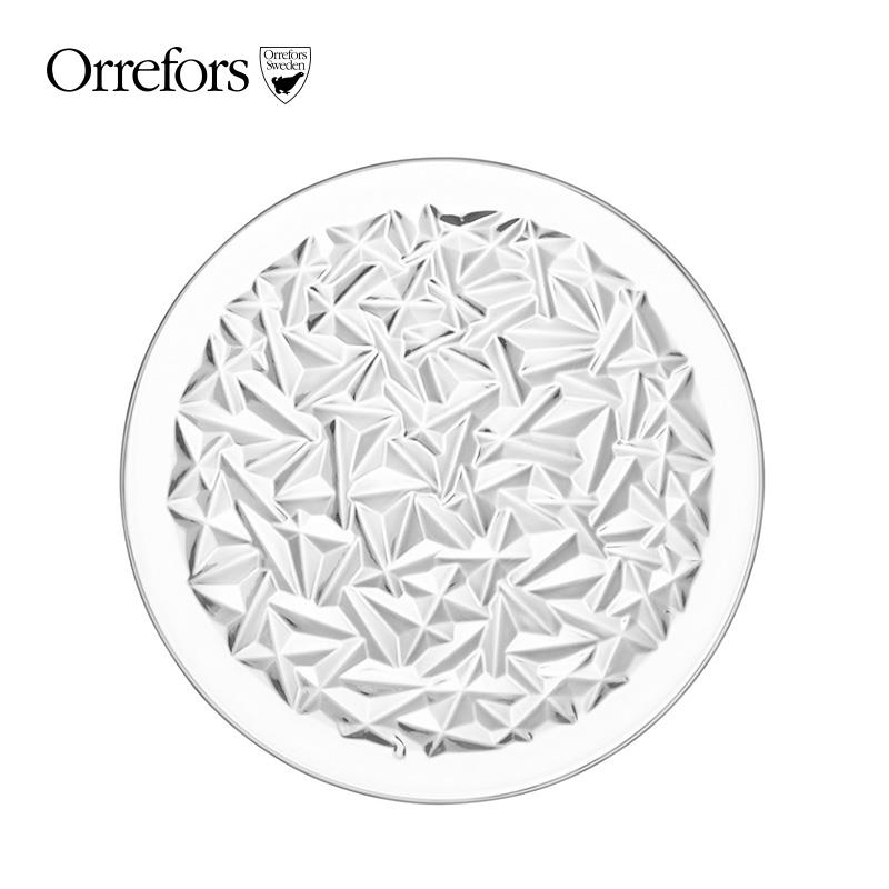 Orrefors 进口手工水晶玻璃盘家用 Carat北欧创意水果沙拉碟盘ins