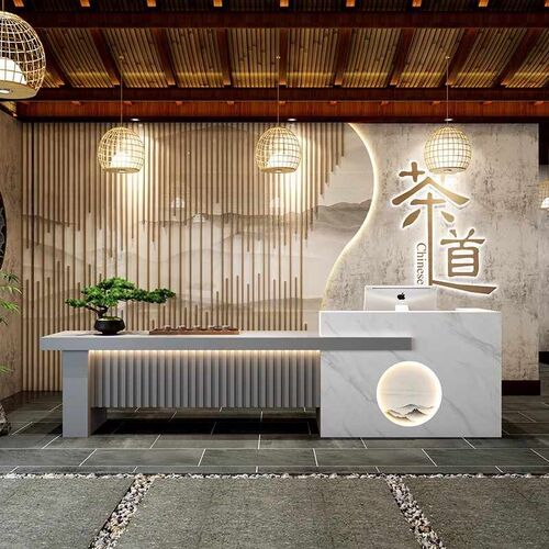 多功能接待台茶台吧台收银台前台接待台服装店美容院奶茶店原木色