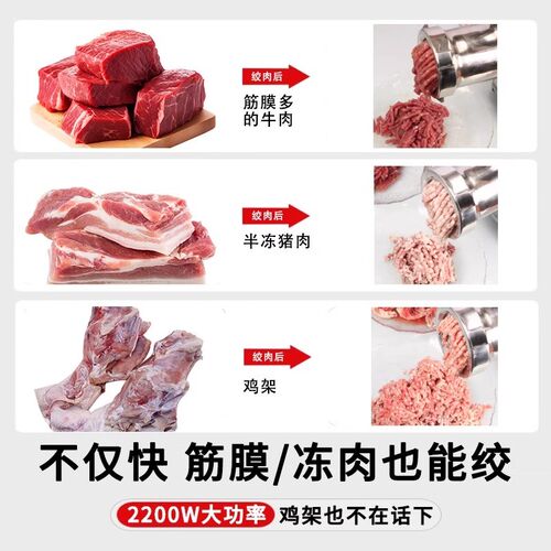 纪正元品牌商用大功率不锈钢电动绞肉机 多功能碎菜碎肉灌肠机
