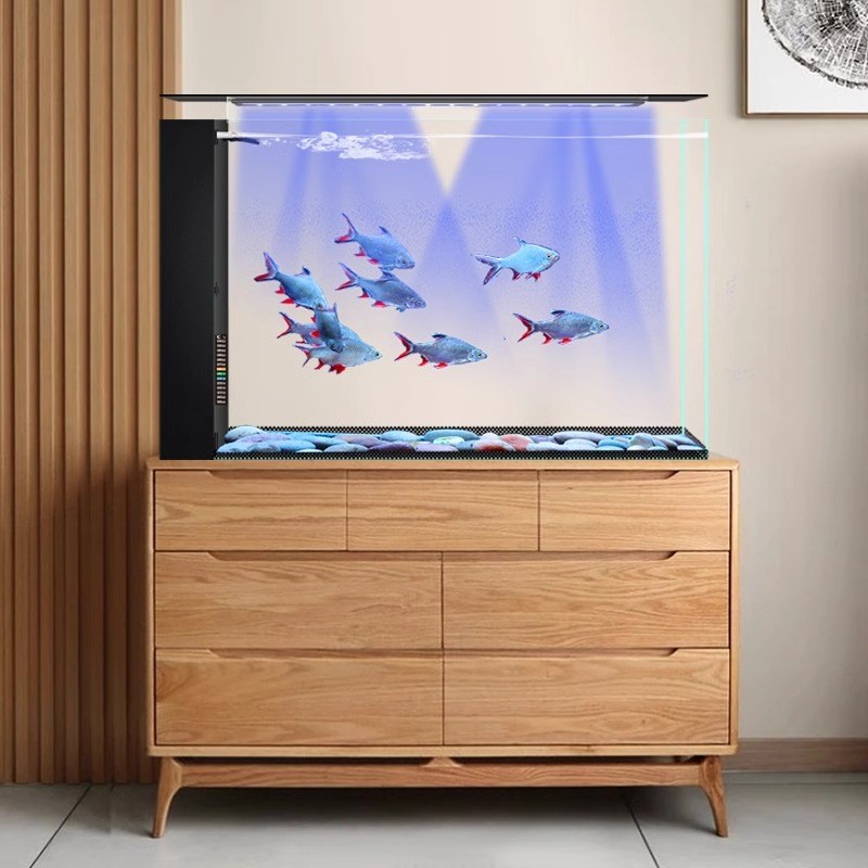 家用屏风缸40cm过滤设计桌面生态水草鱼缸超白玻璃侧滤鱼缸带灯小