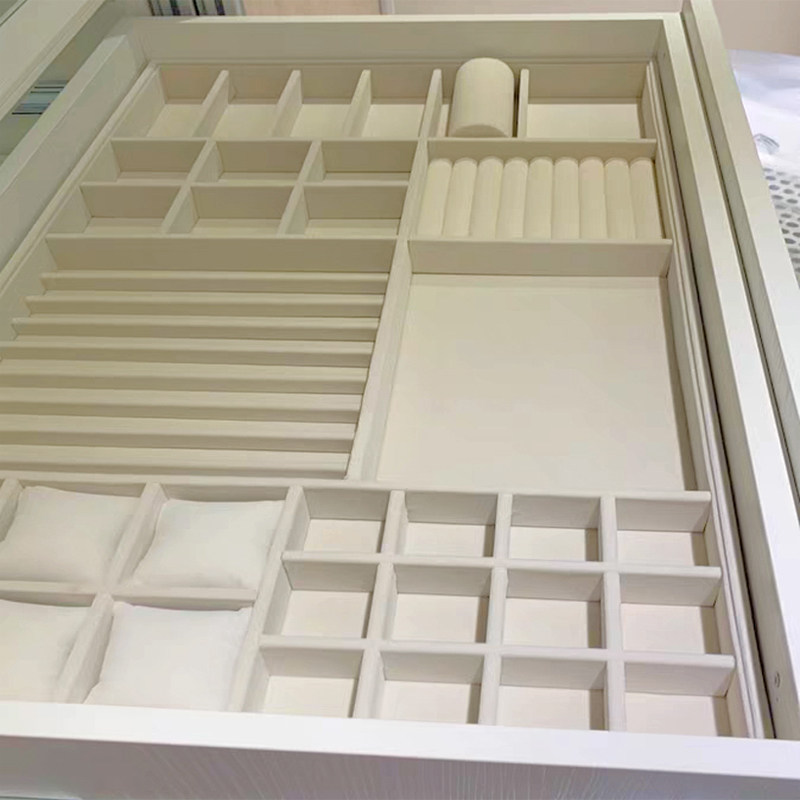 绒布首饰盒抽屉内收纳盒梳妆台托盘分隔设计简约风饰品盒可客制化
