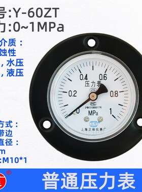 上海正保Y-60ZT 气压水压油压压力表 0.25/0.6/1/1.6/16MPA