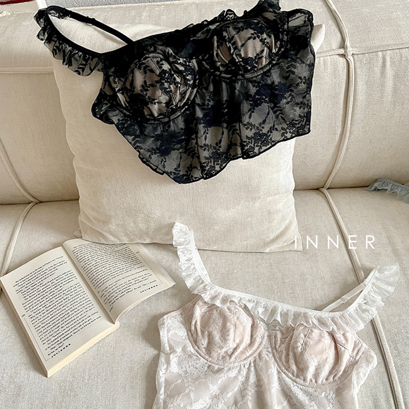 inner樱内 纯欲法式别致小背心内搭花边蕾丝吊带美背内衣女带胸垫