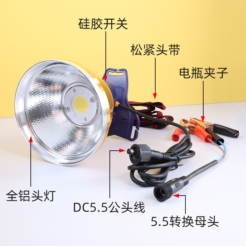 12 24V头灯户外黄光白光1ed强光超亮大光圈泛光散光208