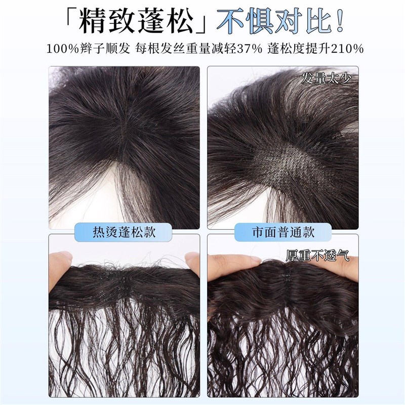 胎毛刘海假发女头顶补发仿真发轻薄无痕羊毛卷遮前额发际线卷发片