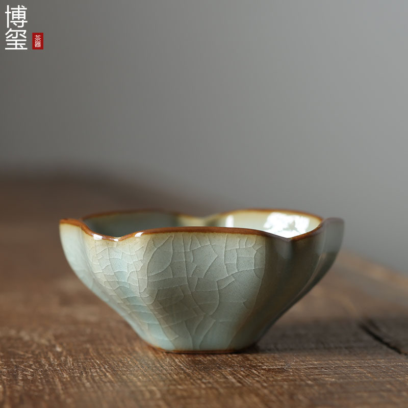 龙泉青瓷品茗杯哥窑冰裂陶瓷杯子主人单杯功夫茶杯茶具茶碗小茶盏
