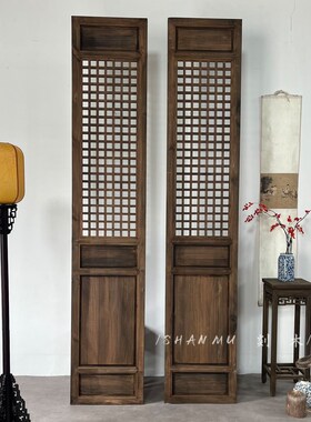 中式折叠推拉门仿古门窗屏风隔断做旧花格老门窗轨道木门复古定制