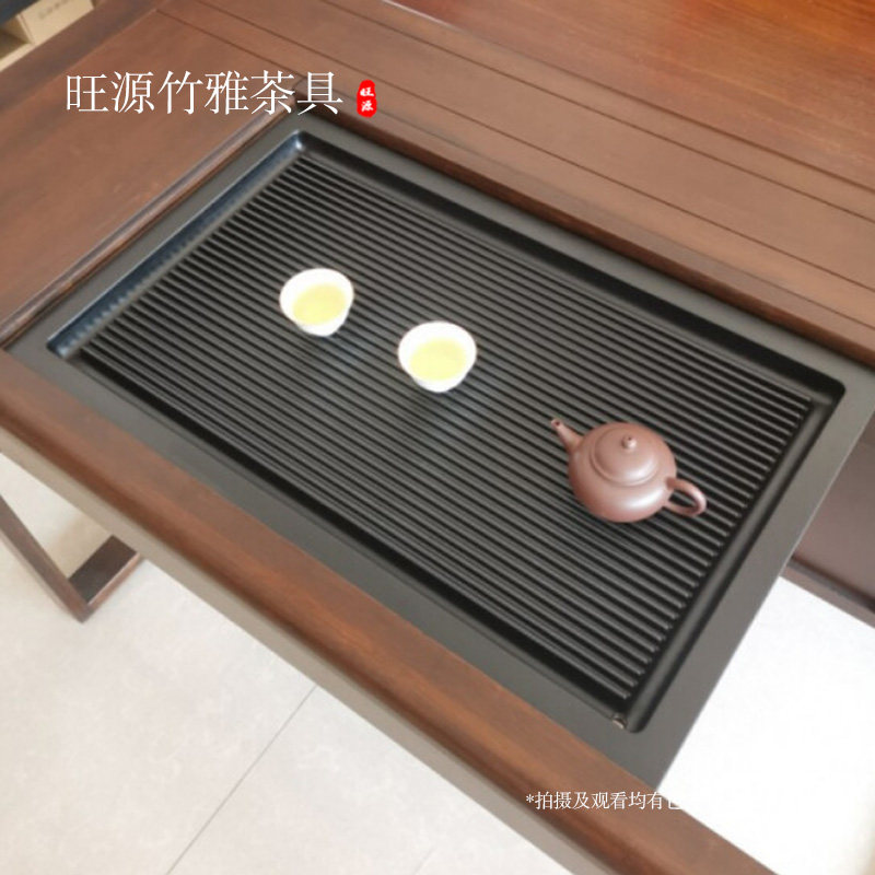 高端德电木黑檀嵌入式茶盘定制圆形方形功夫茶台茶具茶桌茶海茶托