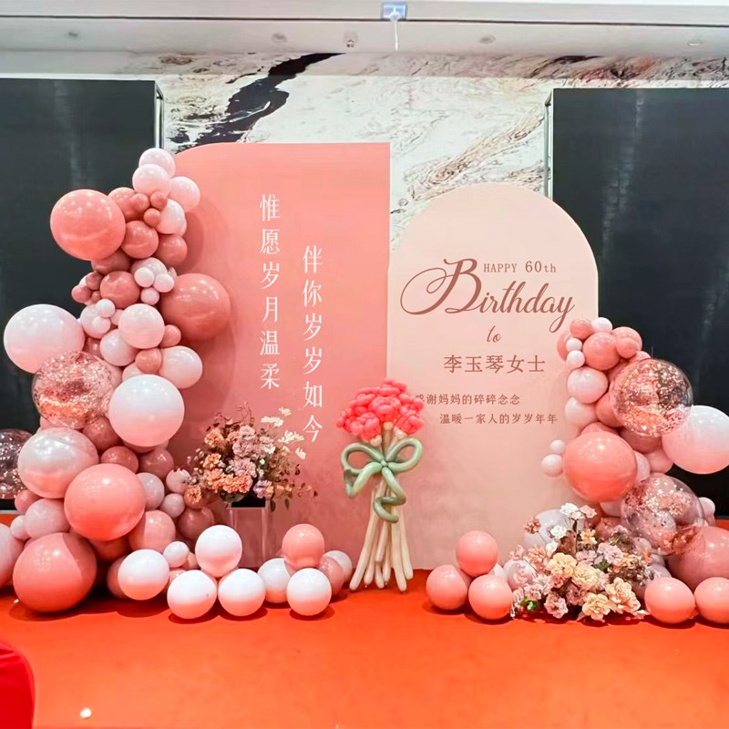 5060岁妈妈生日装饰场景布置70大寿老人过寿宴气球氛围kt板背景墙