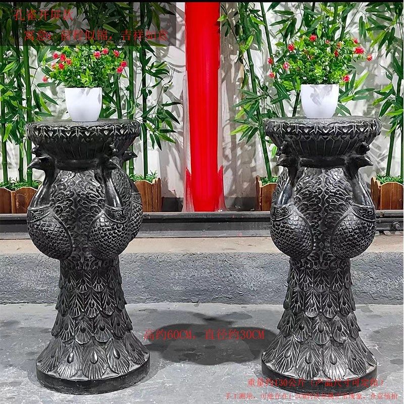 仿古青石汉白玉底座盆景花架台柱墩石头庭院商铺别墅室内外摆件