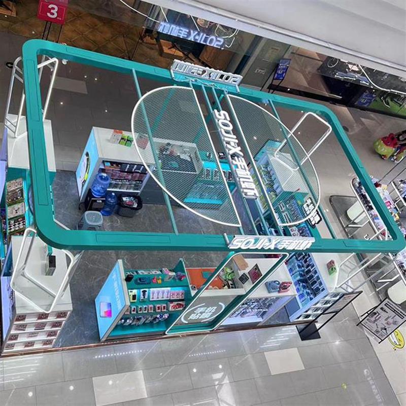 定做手机保护壳展示柜 电子产品展示柜商场中岛柜贴膜台多径点位