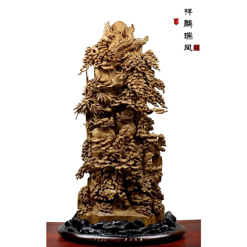 大型沉香木雕摆件关公财神爷山水富贵如意客厅玄关摆件根雕工艺品