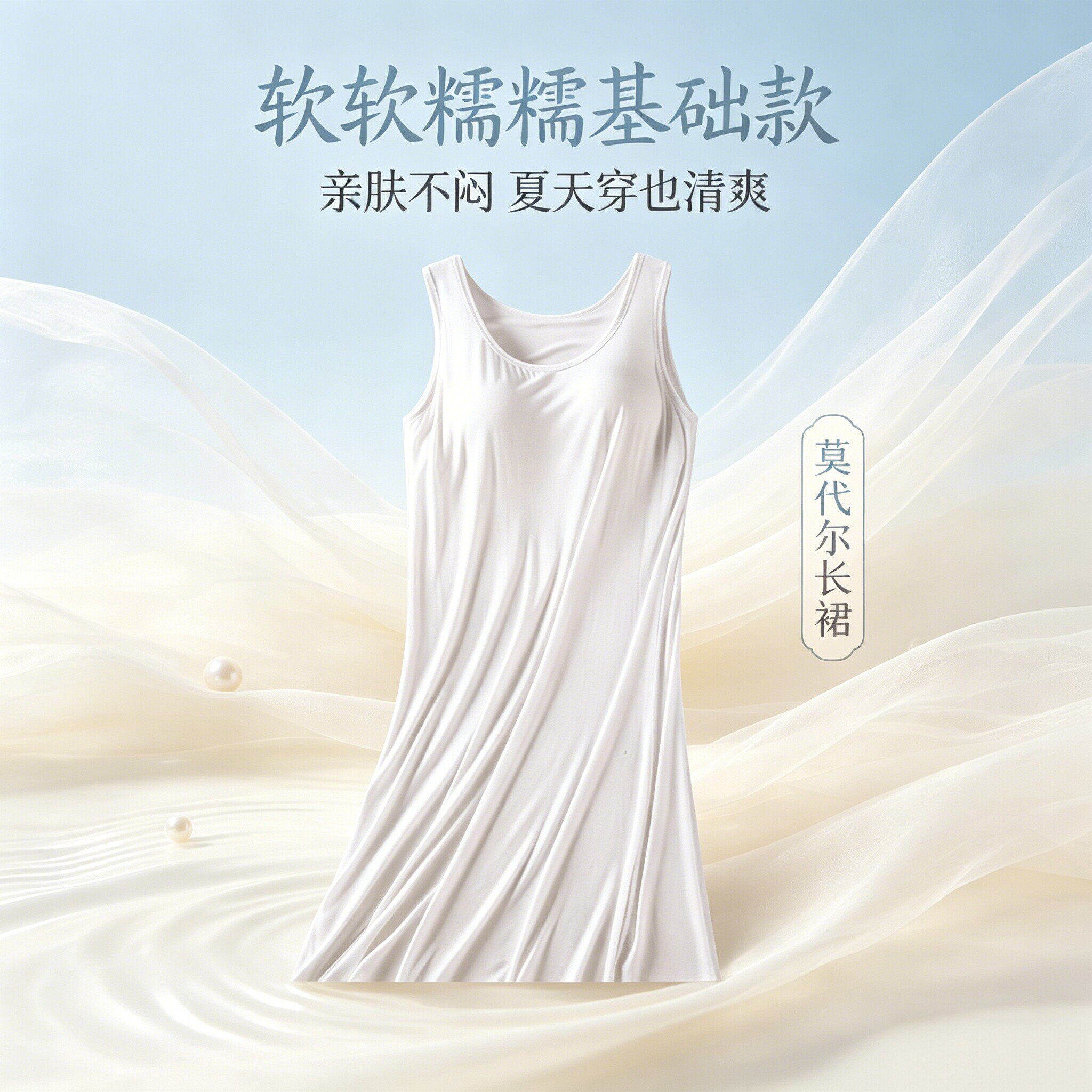 莫代尔带胸垫长裙外穿背心睡裙女