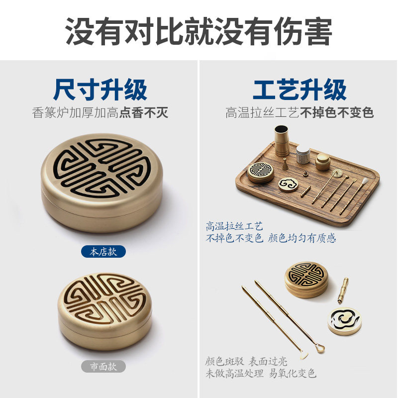 新款纯铜香道入门檀香粉工具套打篆香工具沉香模具打篆工具平香器