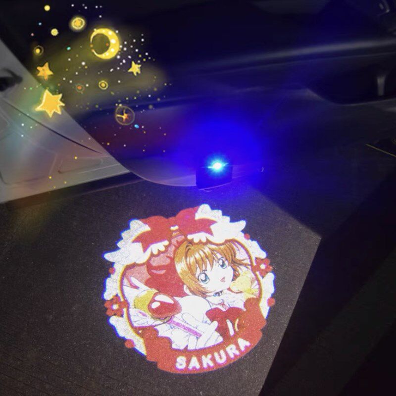 百变魔卡小樱充电车门迎宾灯 变身魔法棒开车门灯投影照地氛围灯