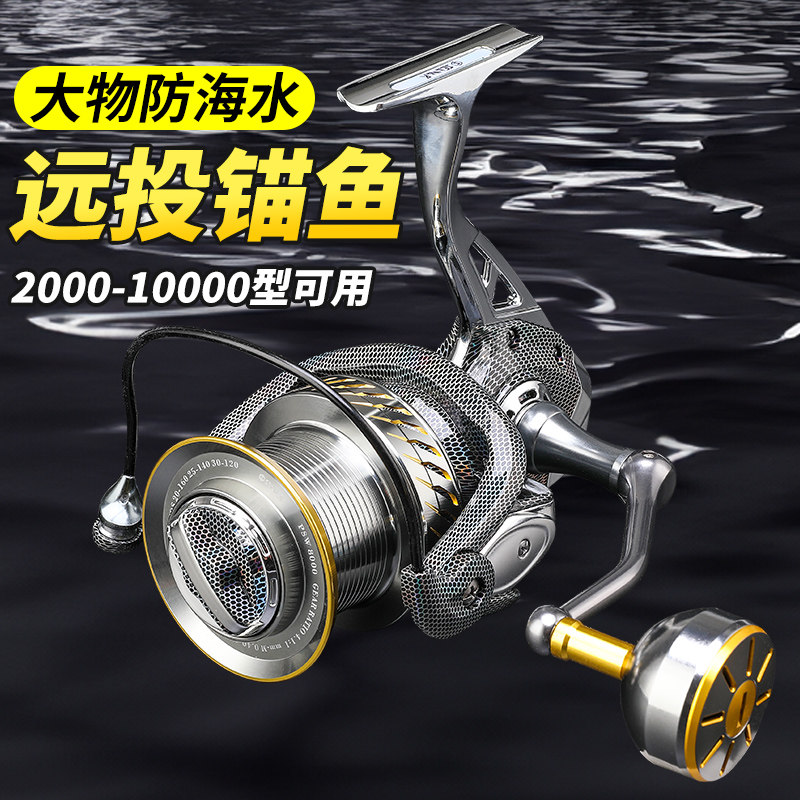 全金属无间隙远投轮纺车轮锚杆海竿渔轮10000大物专用防海水鱼轮