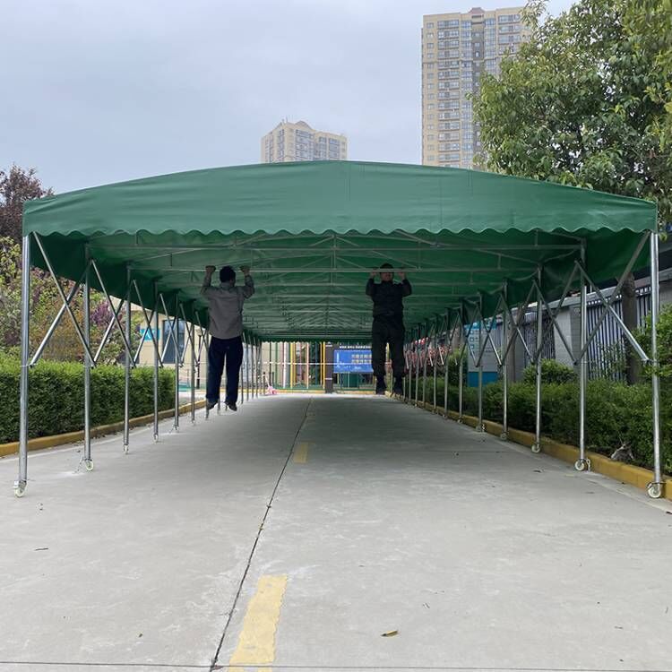大型遮阳棚子伸缩式防雨棚活动防疫帐篷移动推拉蓬折叠大棚停车棚