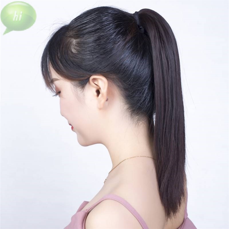 可扎高马尾辫假发片真发全真长发抓夹式女夹子人发2023新款黑茶色图片