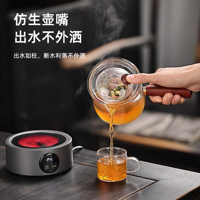 静音电陶炉800瓦玻璃煮茶器小型便携式户外办公煮茶壶咖啡摩卡壶