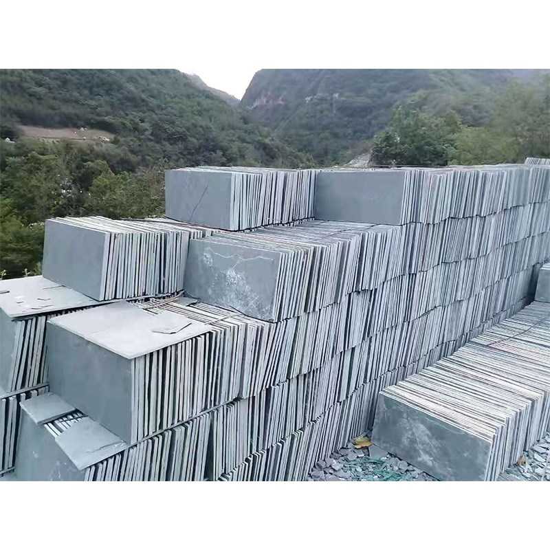 绿石板天然外墙磨菇石庭院防滑石材室外地铺绿色文化石青石板地砖