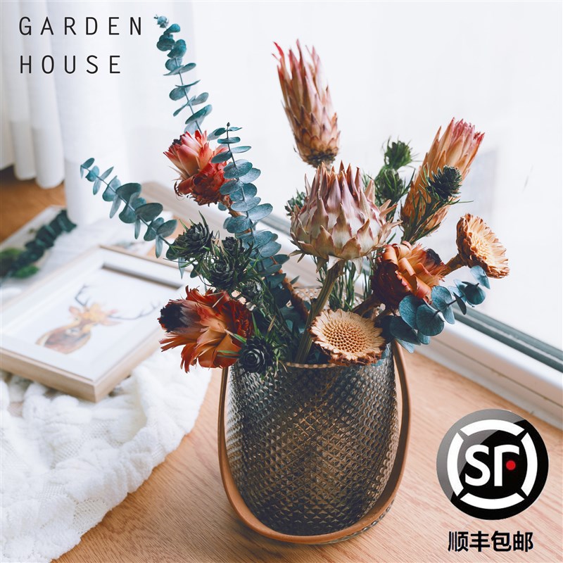 进口干花真花diy花束材料 插花办公桌餐桌装饰花乔迁礼物轻奢摆件