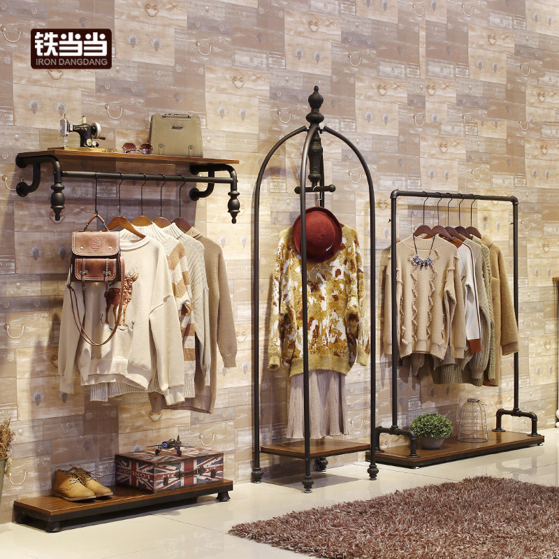 服装店衣架展示架欧式落地式侧挂男装店女装店上墙壁挂装修中岛架