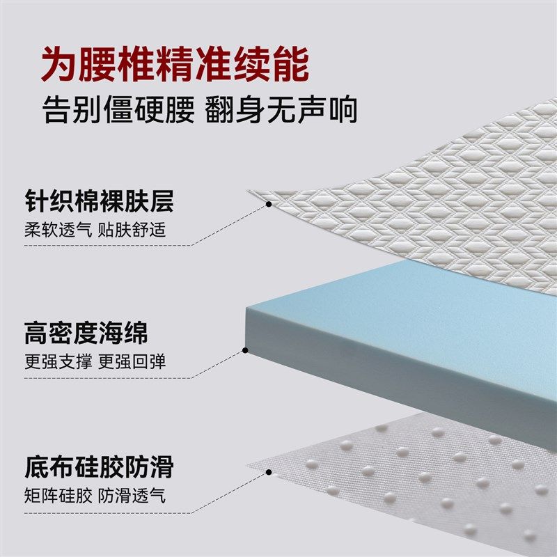 高密度记忆海绵床垫加硬特硬海绵垫家用卧室双人床垫子1.5m宽2米