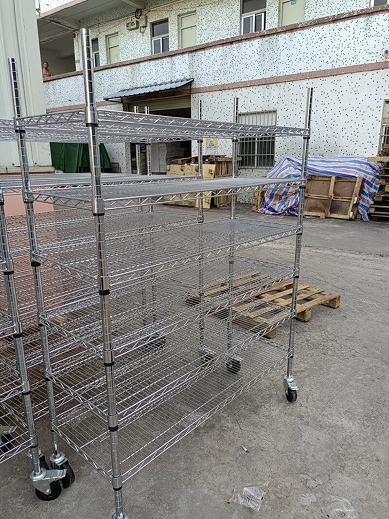 不锈钢镀铬线网置物架防静电周转物料架仓库多层储物架家用展示架