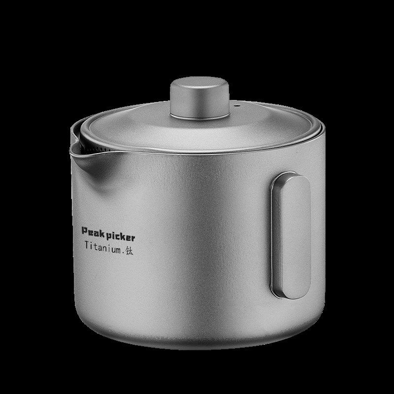 便携纯钛旅行茶具套装户外露营钛合金泡茶器筷客杯双层防烫钛茶具
