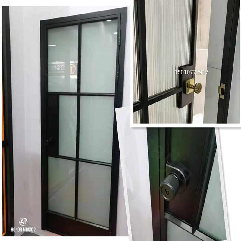 北欧极简窄边框平开门铝镁合金卫生间厕所厨房防水黑色窄边玻璃门