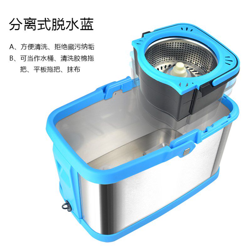 高端不锈钢旋转拖把手压免踩拖布墩布拖帕双驱动地拖把桶自动甩干