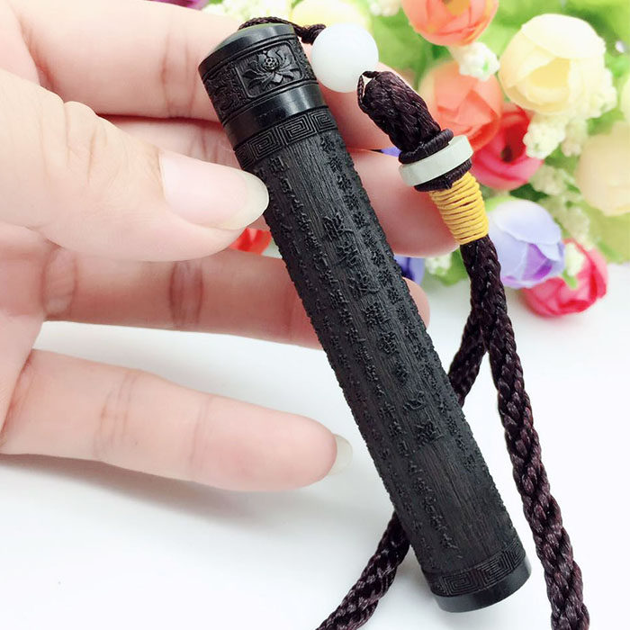 黑檀木螺口牙签筒牙签盒创意复古随身携带迷你耳勺筒烟丝香筒勺盒