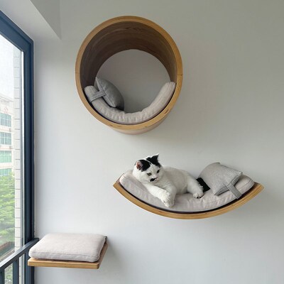 尖叫猫SCREAM实木猫爬架上墙壁式爬梯猫窝一体猫跳台猫抓柱不占地