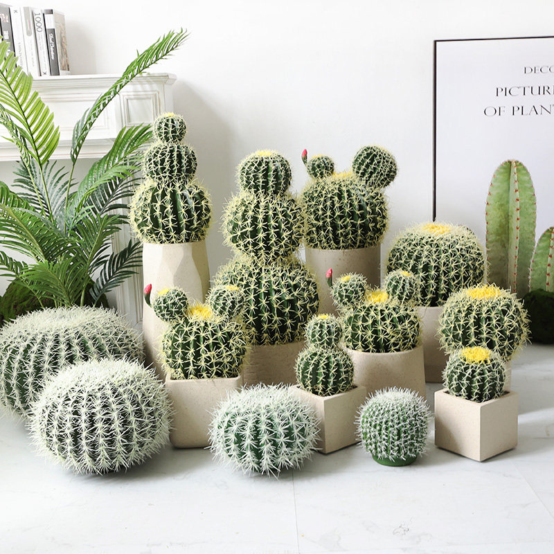 仿真仙人球绿植盆栽假热带沙漠圆球植物店铺橱窗软装造景装饰摆件