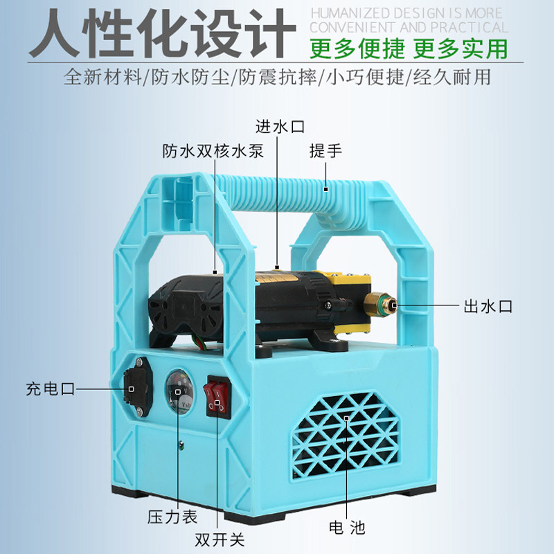 电动喷雾器农用手提式自吸打药洗车机家用浇花淋菜户外充电抽水泵