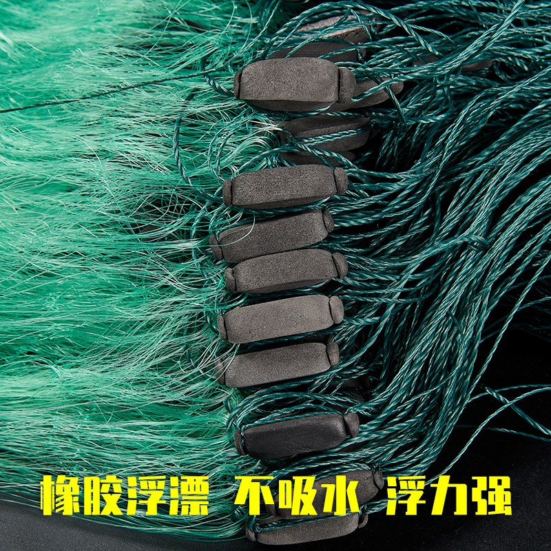 新款包绳坠鱼网粘网三层沉网100米加重不缠网挂网沾网丝网捕渔网