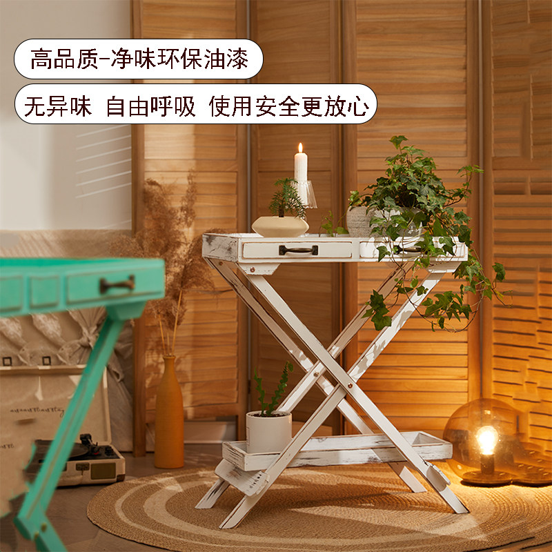 复古户外室内阳台实木花架置物架乡村田园风创意落地式多肉花盆架