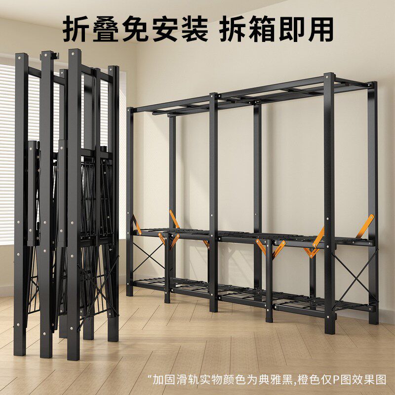 家用卧室衣柜免安装折叠简易布衣柜结实耐用出租房用衣橱钢架柜子