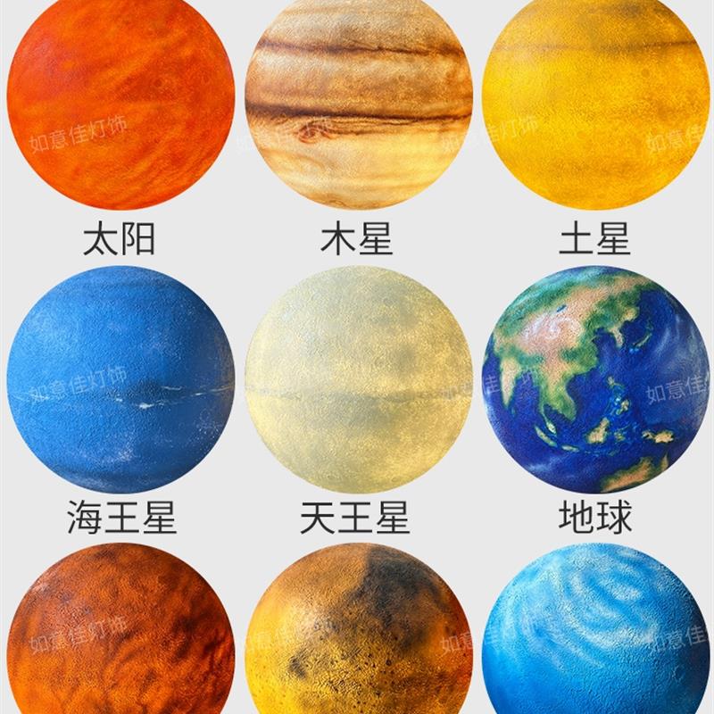 星空八大行星太阳系模型星球灯户外发光浮雕月亮球落地科技装饰灯