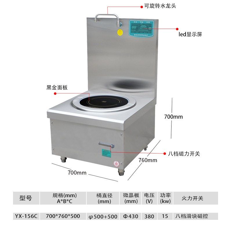 友祥电磁炉商用15KW大功率电磁灶熬汤矮脚炉吊汤炉卤煮汤桶低汤灶